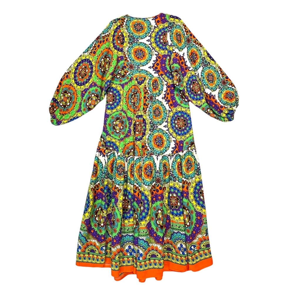 ValeWoman Dress L Boho Mandala Maxi Turkish Festival Vibe Psychedelic Maximalist - Picture 10 of 12
